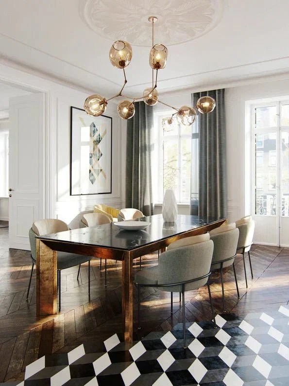 Modern Sputnik Smoky Gray/Amber Glass Branch Chandelier for Kitchen Island/Dining Room - Zelno Lighting