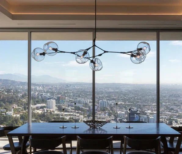 Modern Sputnik Smoky Gray/Amber Glass Branch Chandelier for Kitchen Island/Dining Room - Zelno Lighting