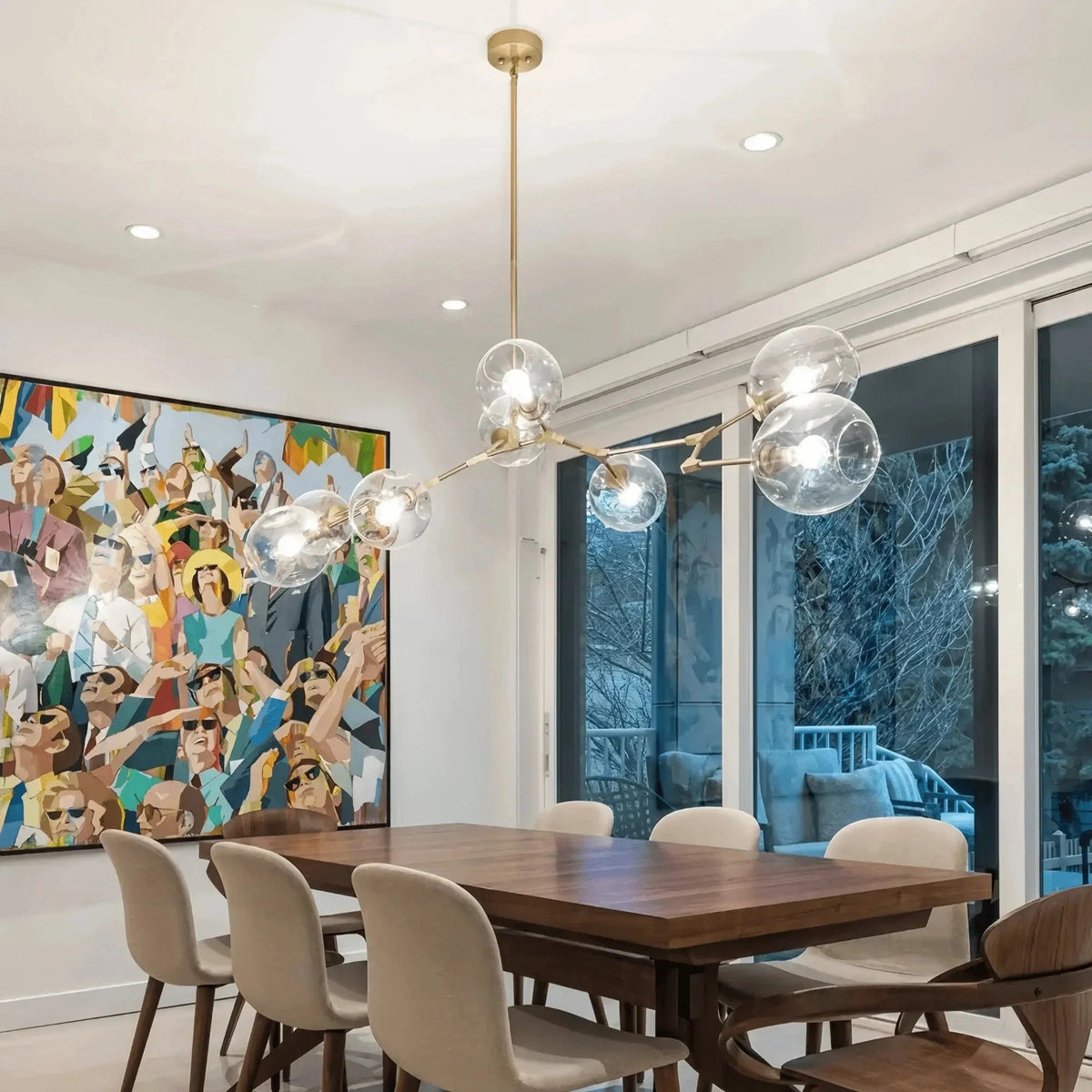 Modern Sputnik Smoky Gray/Amber Glass Branch Chandelier for Kitchen Island/Dining Room - Zelno Lighting
