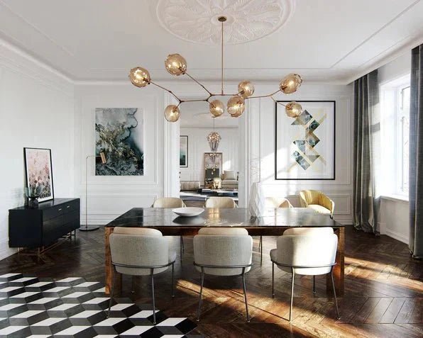 Modern Sputnik Smoky Gray/Amber Glass Branch Chandelier for Kitchen Island/Dining Room - Zelno Lighting
