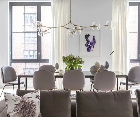 Modern Sputnik Smoky Gray/Amber Glass Branch Chandelier for Kitchen Island/Dining Room - Zelno Lighting