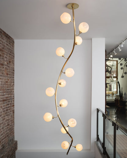 Modern Vertical Handcrafted Glass Globe Chandelier for High Ceilings - Zelno Lighting