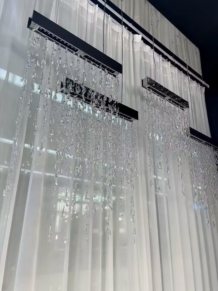 Modern Waterfall Tassel Crystal Chandelier for Dining & Kitchen - Zelno Lighting