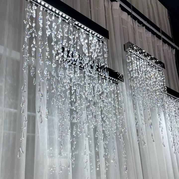 Modern Waterfall Tassel Crystal Chandelier for Dining & Kitchen - Zelno Lighting
