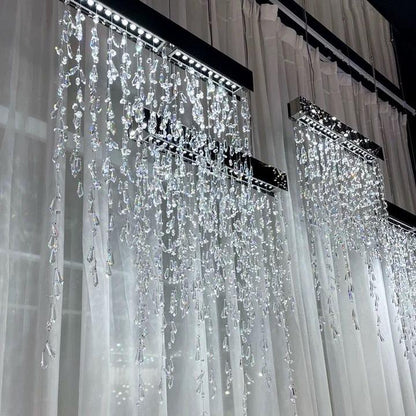 Modern Waterfall Tassel Crystal Chandelier for Dining & Kitchen - Zelno Lighting