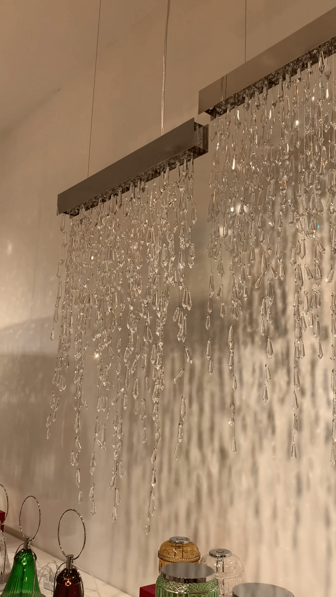 Modern Waterfall Tassel Crystal Chandelier for Dining & Kitchen - Zelno Lighting