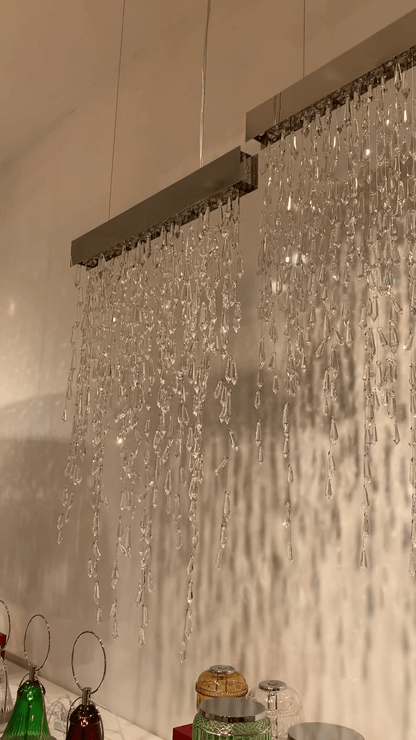 Modern Waterfall Tassel Crystal Chandelier for Dining & Kitchen - Zelno Lighting