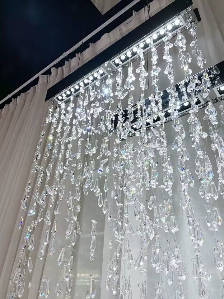 Modern Waterfall Tassel Crystal Chandelier for Dining & Kitchen - Zelno Lighting