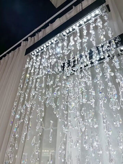 Modern Waterfall Tassel Crystal Chandelier for Dining & Kitchen - Zelno Lighting