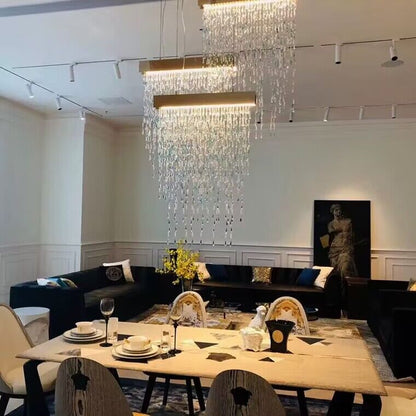 Modern Waterfall Tassel Crystal Chandelier for Dining & Kitchen - Zelno Lighting