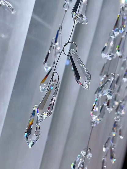 Modern Waterfall Tassel Crystal Chandelier for Dining & Kitchen - Zelno Lighting