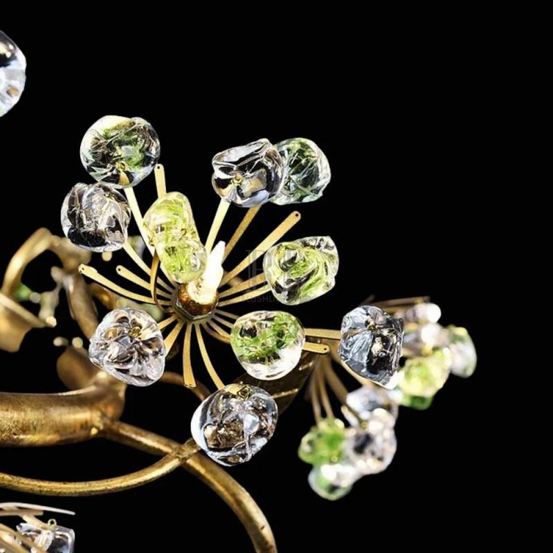 Modes Brass Ring Stone Flower Chandelier - Zelno Lighting