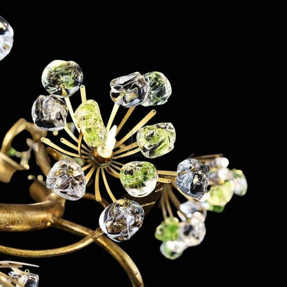 Modes Brass Ring Stone Flower Chandelier - Zelno Lighting