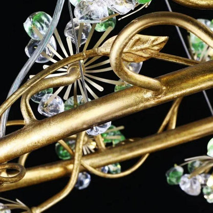 Modes Brass Ring Stone Flower Chandelier - Zelno Lighting