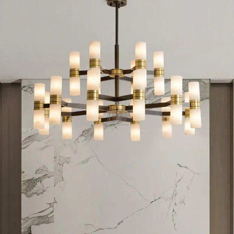 Moral Alabaster Round chandelier - Zelno Lighting