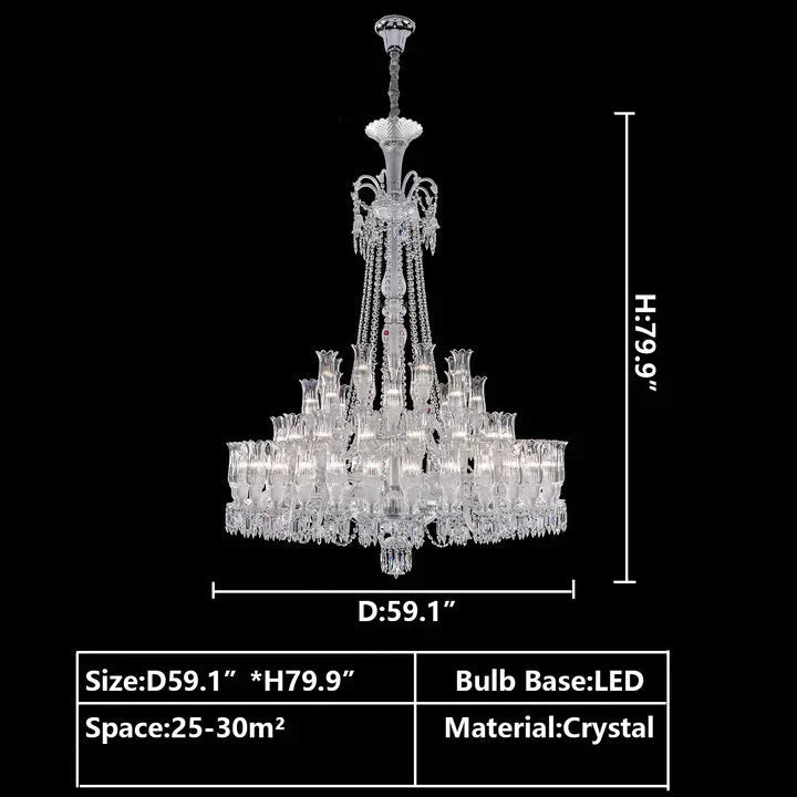 Multi Layer Chrome Crystal Chandelier in French Style with Romantic Branch Flowers for Grand Hallway and Staircase - Zelno Lighting