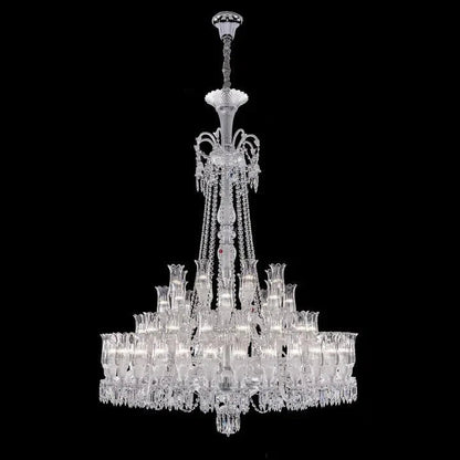 Multi Layer Chrome Crystal Chandelier in French Style with Romantic Branch Flowers for Grand Hallway and Staircase - Zelno Lighting