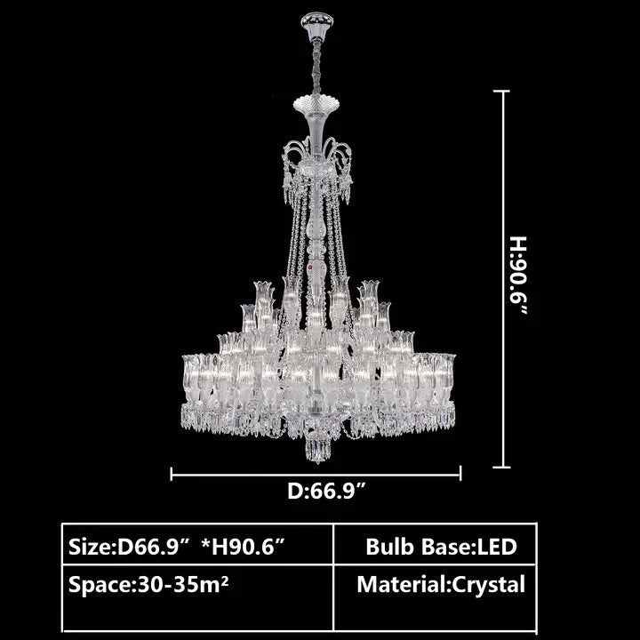 Multi Layer Chrome Crystal Chandelier in French Style with Romantic Branch Flowers for Grand Hallway and Staircase - Zelno Lighting