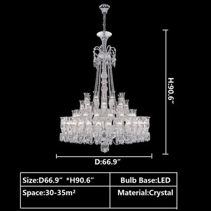 Multi Layer Chrome Crystal Chandelier in French Style with Romantic Branch Flowers for Grand Hallway and Staircase - Zelno Lighting