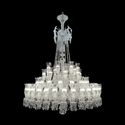 Multi Layer Chrome Crystal Chandelier in French Style with Romantic Branch Flowers for Grand Hallway and Staircase - Zelno Lighting