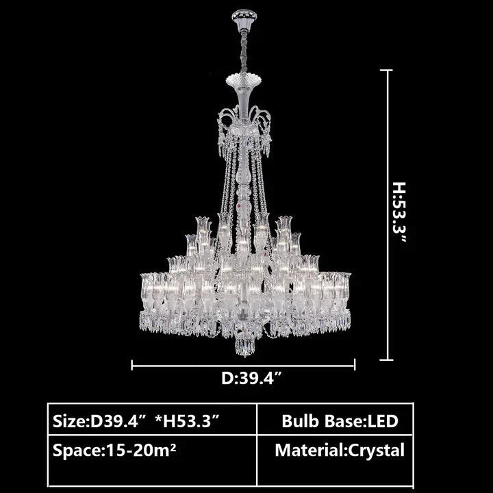 Multi Layer Chrome Crystal Chandelier in French Style with Romantic Branch Flowers for Grand Hallway and Staircase - Zelno Lighting