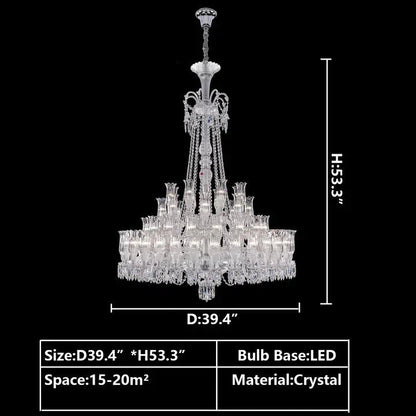 Multi Layer Chrome Crystal Chandelier in French Style with Romantic Branch Flowers for Grand Hallway and Staircase - Zelno Lighting