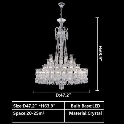 Multi Layer Chrome Crystal Chandelier in French Style with Romantic Branch Flowers for Grand Hallway and Staircase - Zelno Lighting