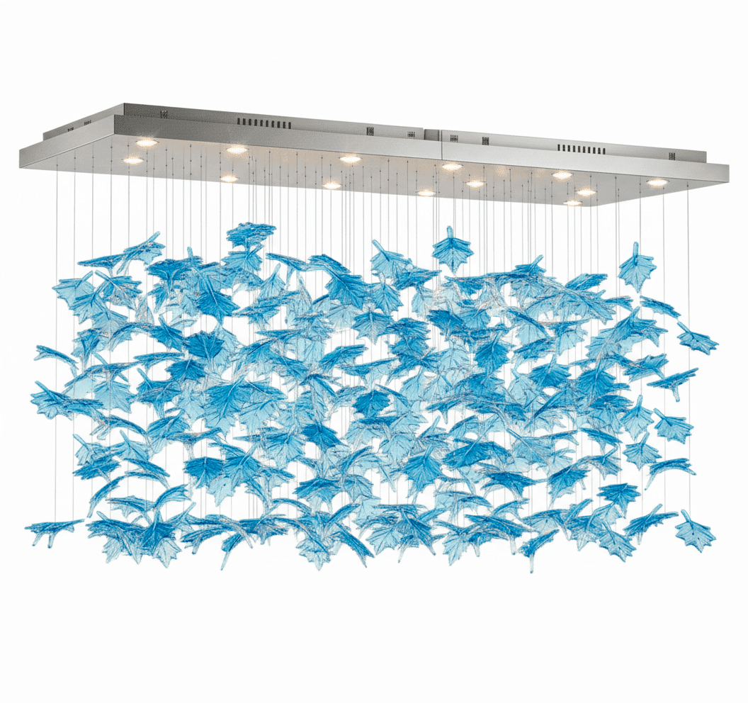 Multicolor Crystal Spiral Maple Leaf Chandelier - Zelno Lighting