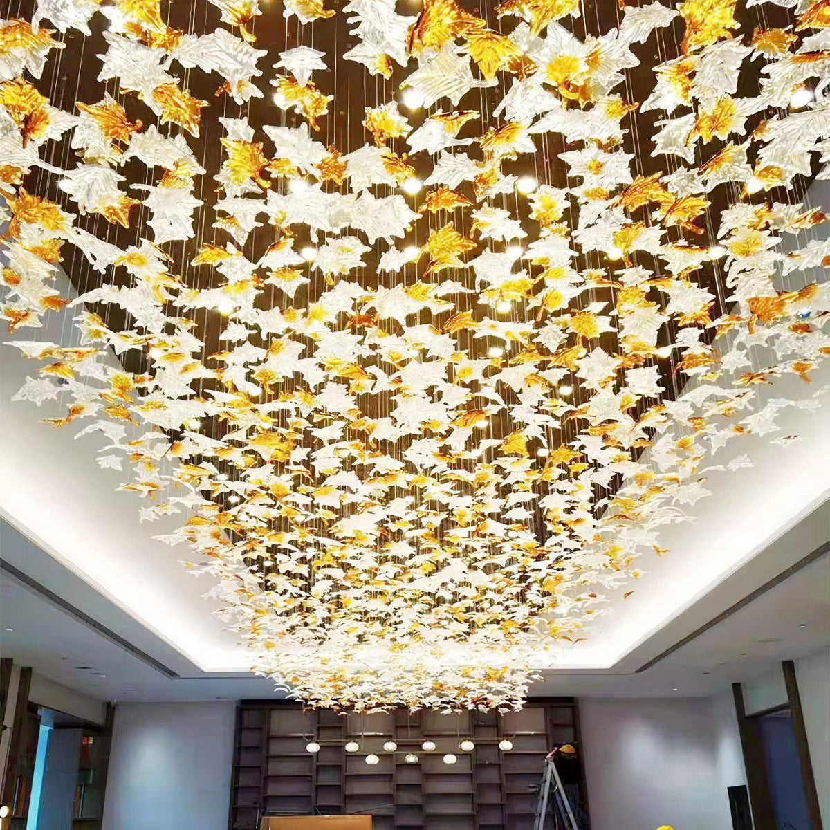 Multicolor Crystal Spiral Maple Leaf Chandelier - Zelno Lighting