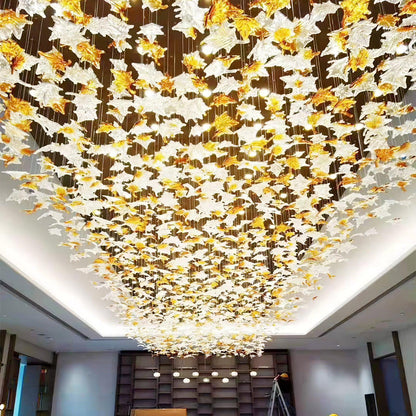 Multicolor Crystal Spiral Maple Leaf Chandelier - Zelno Lighting