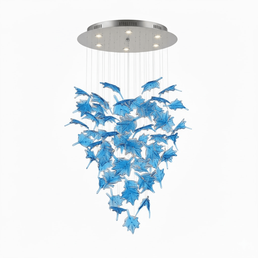 Multicolor Crystal Spiral Maple Leaf Chandelier - Zelno Lighting