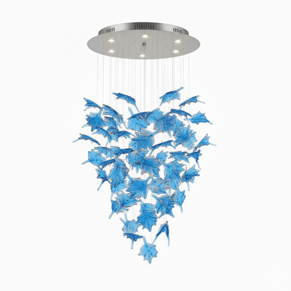 Multicolor Crystal Spiral Maple Leaf Chandelier - Zelno Lighting