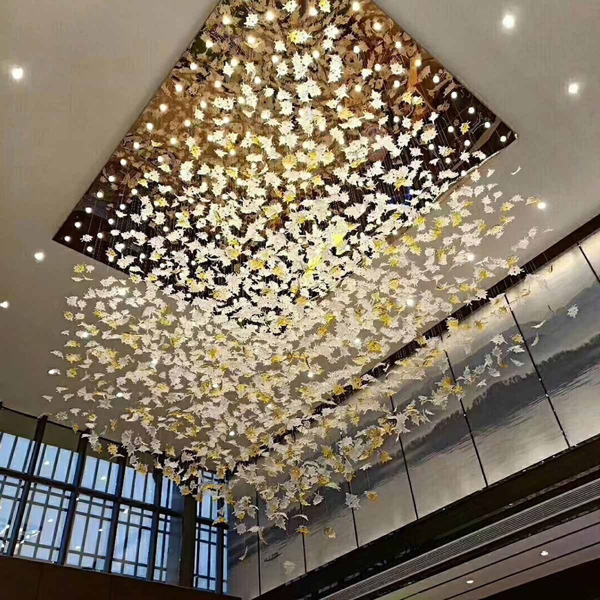 Multicolor Crystal Spiral Maple Leaf Chandelier - Zelno Lighting