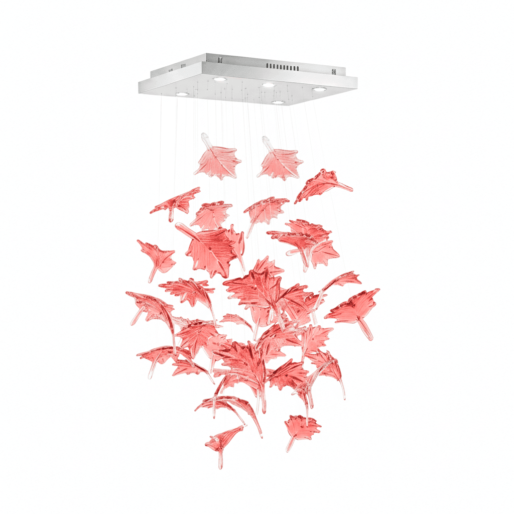 Multicolor Crystal Spiral Maple Leaf Chandelier - Zelno Lighting