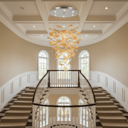 Multicolor Crystal Spiral Maple Leaf Chandelier - Zelno Lighting