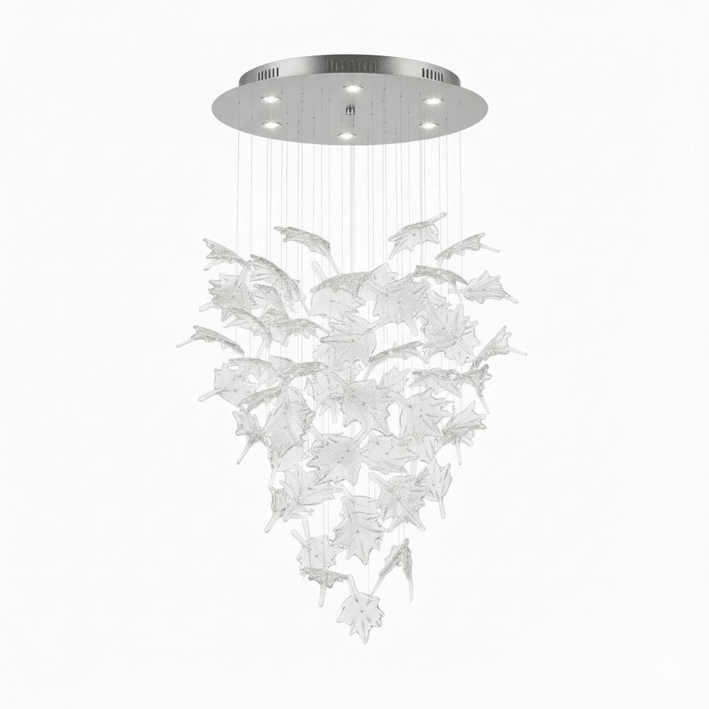 Multicolor Crystal Spiral Maple Leaf Chandelier - Zelno Lighting
