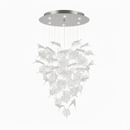 Multicolor Crystal Spiral Maple Leaf Chandelier - Zelno Lighting