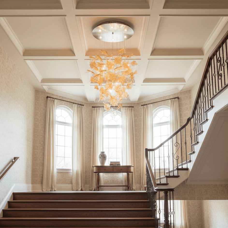 Multicolor Crystal Spiral Maple Leaf Chandelier - Zelno Lighting