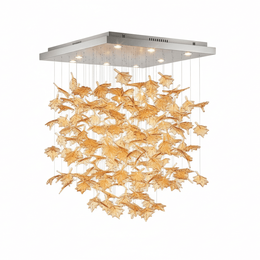 Multicolor Crystal Spiral Maple Leaf Chandelier - Zelno Lighting