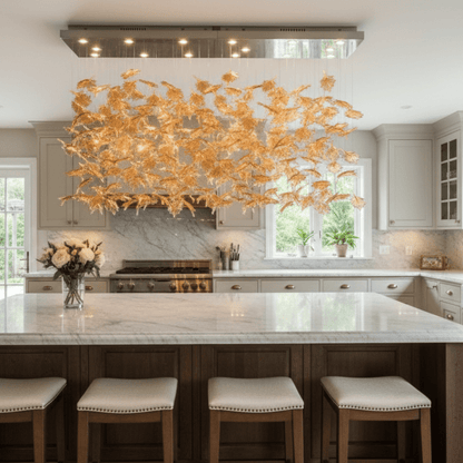 Multicolor Crystal Spiral Maple Leaf Chandelier - Zelno Lighting