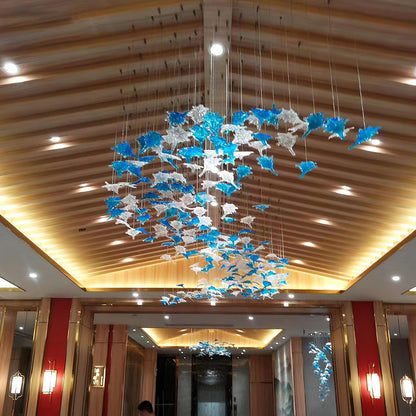 Multicolor Crystal Spiral Maple Leaf Chandelier - Zelno Lighting