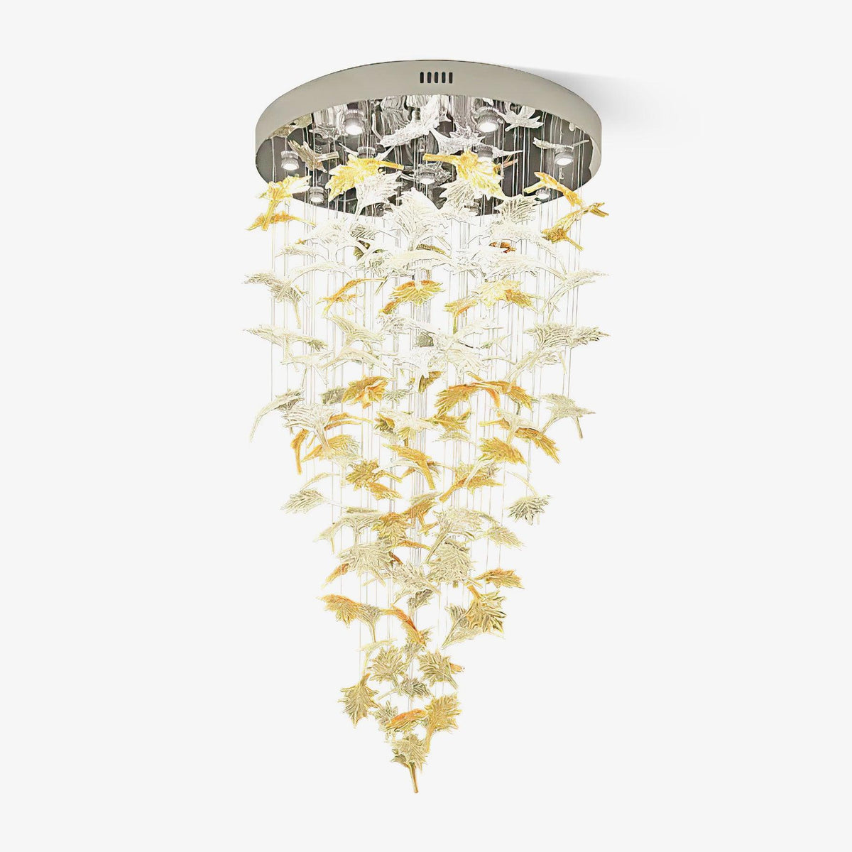 Multicolor Crystal Spiral Maple Leaf Chandelier - Zelno Lighting