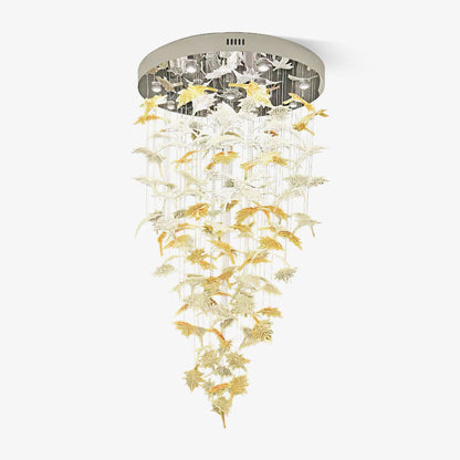 Multicolor Crystal Spiral Maple Leaf Chandelier - Zelno Lighting