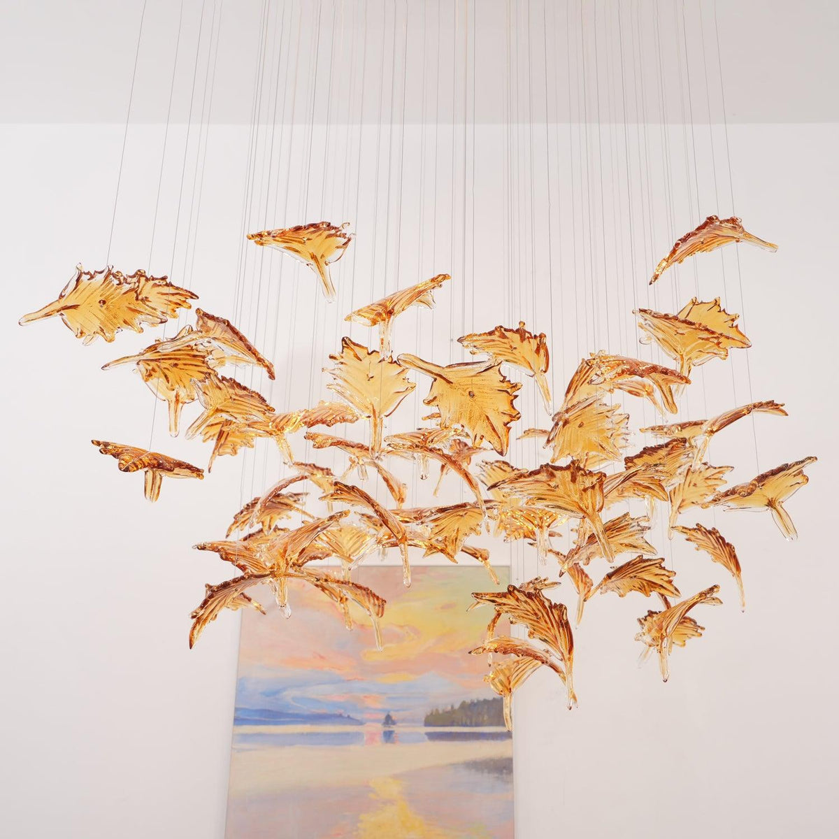 Multicolor Crystal Spiral Maple Leaf Chandelier - Zelno Lighting