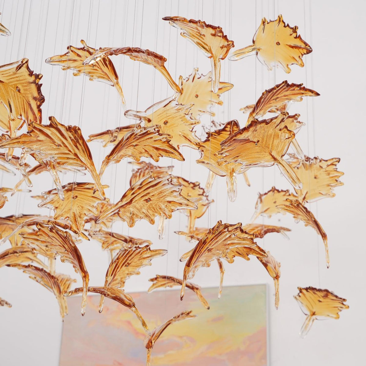 Multicolor Crystal Spiral Maple Leaf Chandelier - Zelno Lighting