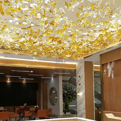 Multicolor Crystal Spiral Maple Leaf Chandelier - Zelno Lighting