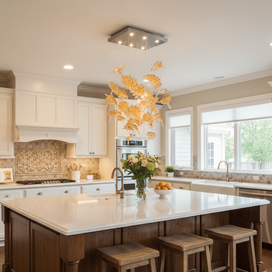 Multicolor Crystal Spiral Maple Leaf Chandelier - Zelno Lighting