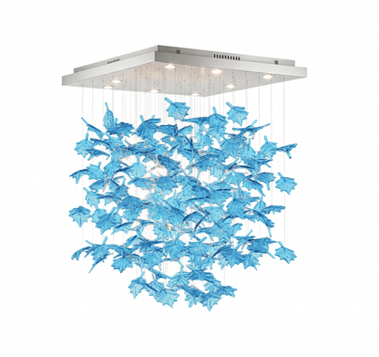 Multicolor Crystal Spiral Maple Leaf Chandelier - Zelno Lighting
