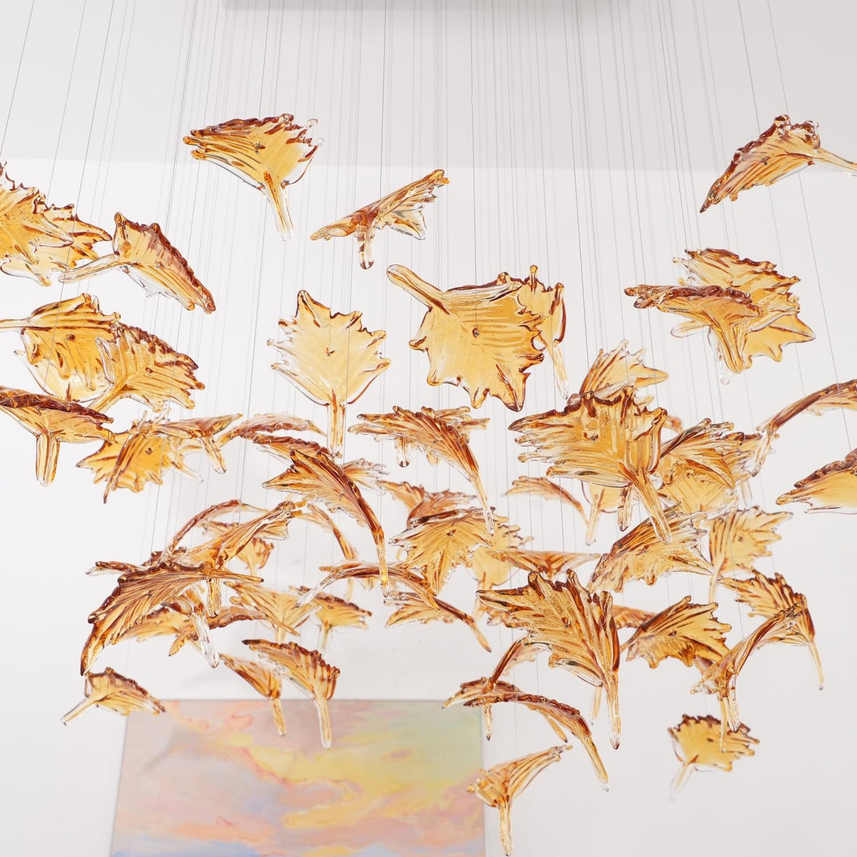 Multicolor Crystal Spiral Maple Leaf Chandelier - Zelno Lighting