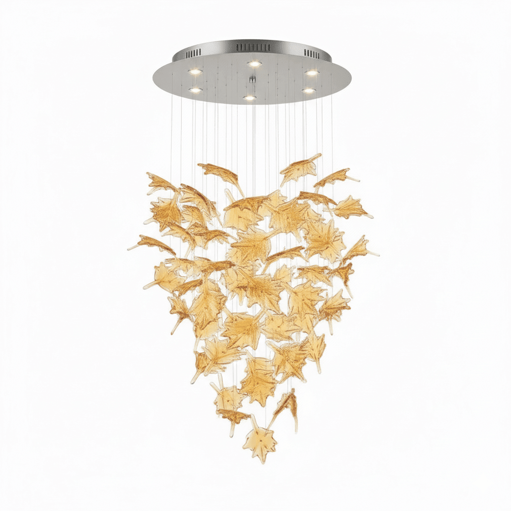 Multicolor Crystal Spiral Maple Leaf Chandelier - Zelno Lighting
